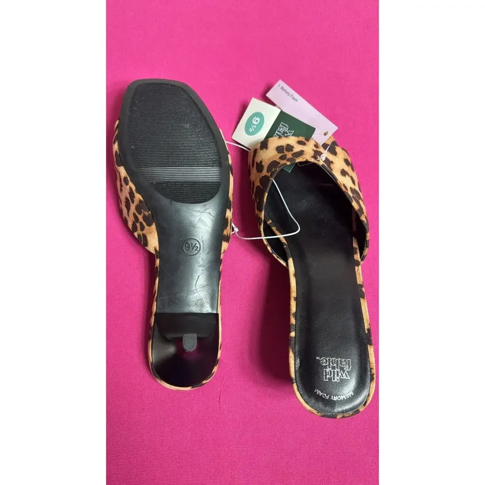 Wild Fable Leopard Print Slide Sandals Women’s Memory Foam Open Toe Size 9 1/2 - Picture 3 of 4